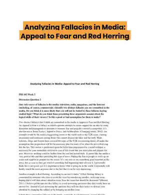 Analyzing Fallacies in Media: Appeal to Fear and Red Herring