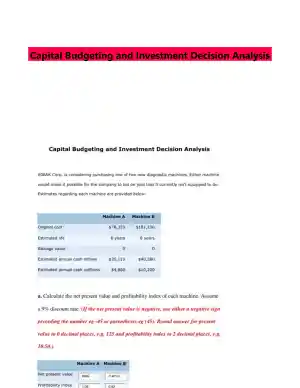 Capital Budgeting and Investment Decision Analysis
