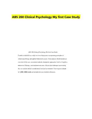 ABS 200 Clinical Psychology My first Case Study