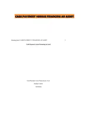 Cash Payment versus Financing an Asset