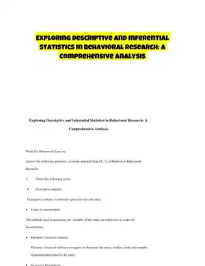 Exploring Descriptive and Inferential Statistics in Behavioral Research: A Comprehensive Analysis