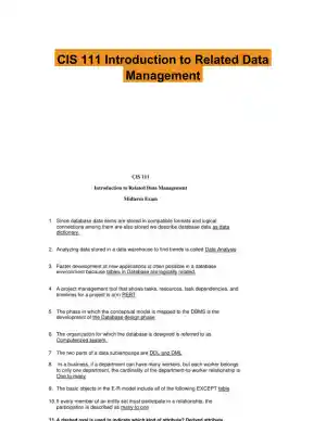 CIS 111 Introduction to Related Data Management
