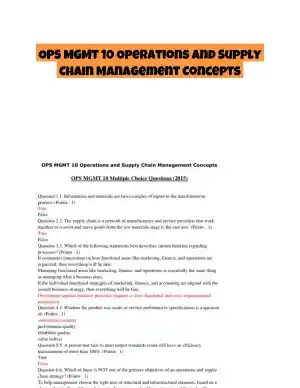 OPS MGMT 10 Operations and Supply Chain Management Concepts