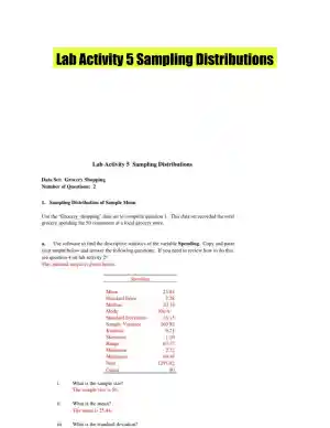 Lab Activity 5 Sampling Distributions
