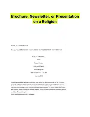 Brochure, Newsletter, or Presentation on a Religion