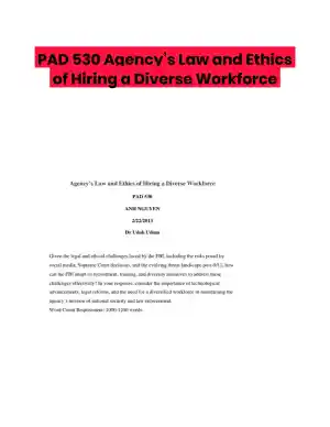 PAD 530 Agency�s Law and Ethics of Hiring a Diverse Workforce