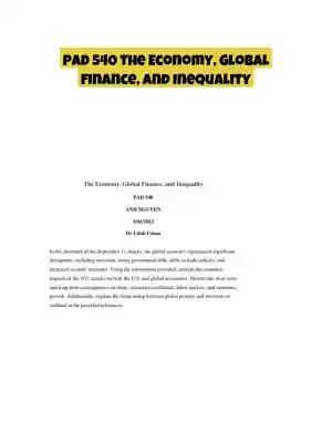 PAD 540 The Economy, Global Finance, and Inequality