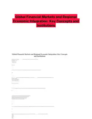 Global Financial Markets and Regional Economic Integration: Key Concepts and Institutions