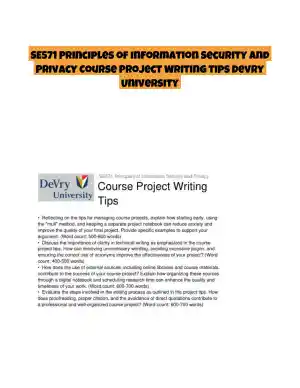 SE571 Principles of Information Security and Privacy Course Project Writing Tips Devry University