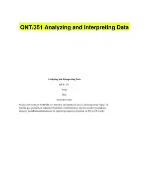 QNT/351 Analyzing and Interpreting Data
