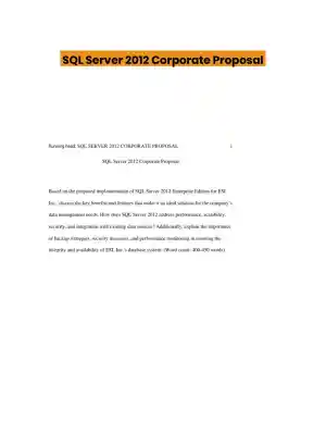 SQL Server 2012 Corporate Proposal