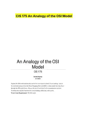 CIS 175 An Analogy of the OSI Model