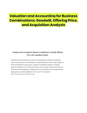 Valuation and Accounting for Business Combinations: Goodwill, Offering Price, and Acquisition Analysis