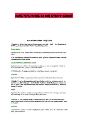 BUS/475 Final Exam Study Guide