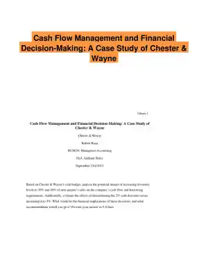 Cash Flow Management and Financial Decision-Making: A Case Study of Chester & Wayne