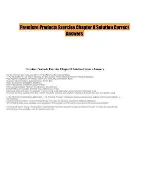 Premiere Products Exercise Chapter 8 Solution Correct Answers