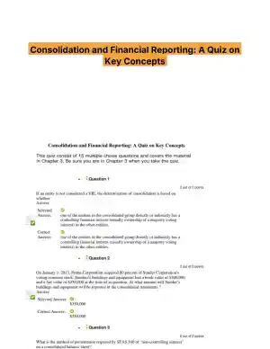 Consolidation and Financial Reporting: A Quiz on Key Concepts