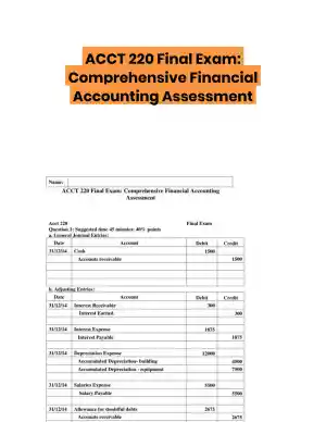 ACCT 220 Final Exam: Comprehensive Financial Accounting Assessment