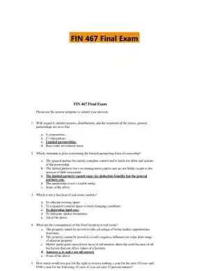 FIN 467 Final Exam