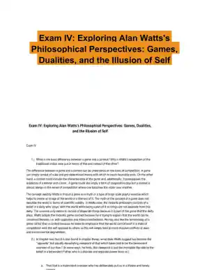 Exam IV: Exploring Alan Watts's Philosophical Perspectives: Games, Dualities, and the Illusion of Self