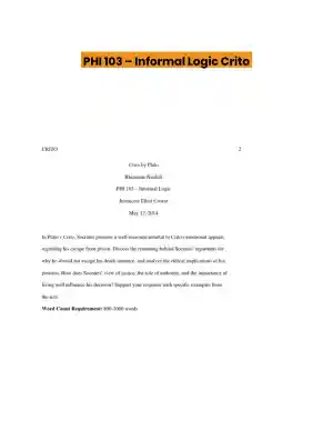 PHI 103 � Informal Logic Crito