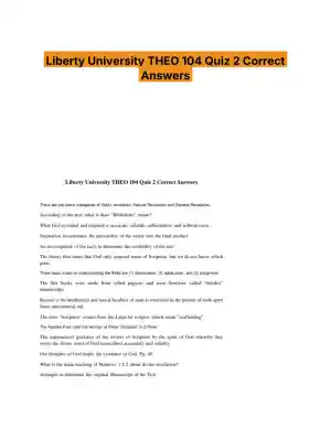Liberty University THEO 104 Quiz 2 Correct Answers