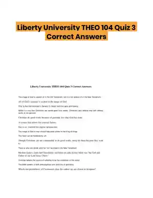 Liberty University THEO 104 Quiz 3 Correct Answers