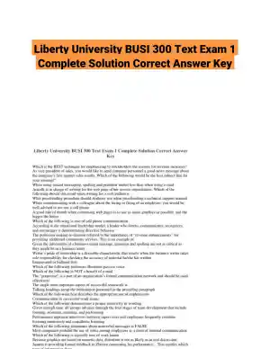 Liberty University BUSI 300 Text Exam 1 Complete Solution Correct Answer Key