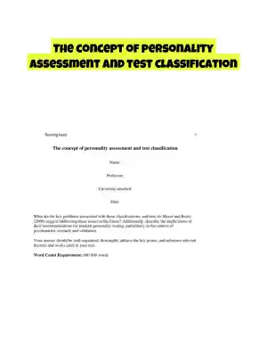 The concept of personality assessment and test classification