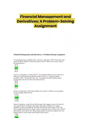 Financial Management and Derivatives: A Problem-Solving Assignment