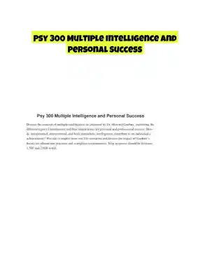 Psy 300 Multiple Intelligence and Personal Success