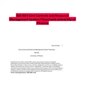 BIS/303 Cost Controls and Resource Management System Flowcharts University of Phoenix
