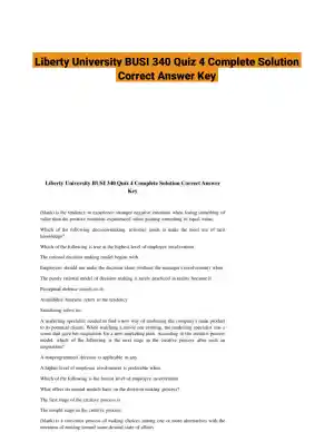 Liberty University BUSI 340 Quiz 4 Complete Solution Correct Answer Key