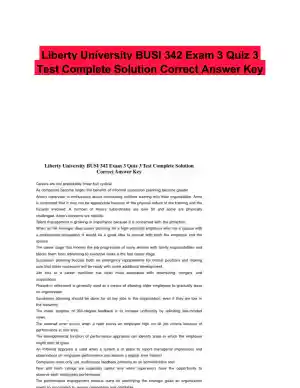 Liberty University BUSI 342 Exam 3 Quiz 3 Test Complete Solution Correct Answer Key
