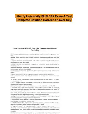 Liberty University BUSI 342 Exam 4 Test Complete Solution Correct Answer Key