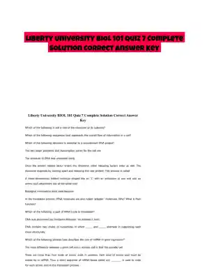 Liberty University BIOL 101 Quiz 7 Complete Solution Correct Answer Key