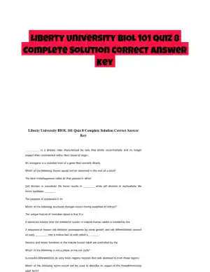 Liberty University BIOL 101 Quiz 8 Complete Solution Correct Answer Key