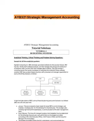 AYB321 Strategic Management Accounting