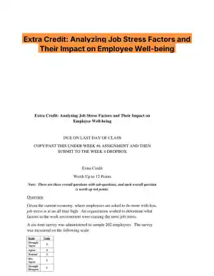 Extra Credit: Analyzing Job Stress Factors and Their Impact on Employee Well-being