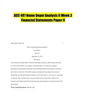 ACC 497 Home Depot Analysis II Week 3 Financial Statements Paper II