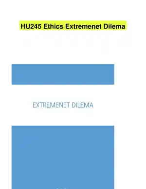 HU245 Ethics Extremenet Dilema