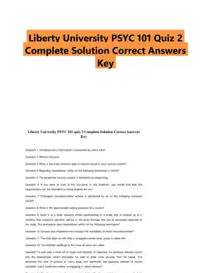 Liberty University PSYC 101 Quiz 2 Complete Solution Correct Answers Key