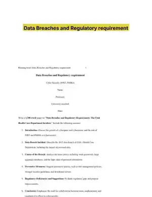 Data Breaches and Regulatory requirement
