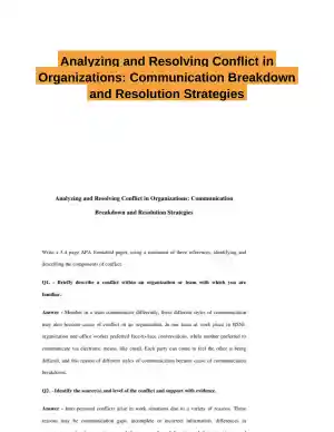 Analyzing and Resolving Conflict in Organizations: Communication Breakdown and Resolution Strategies