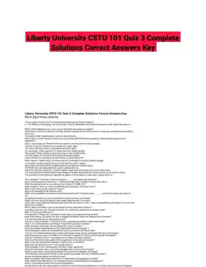 Liberty University CSTU 101 Quiz 3 Complete Solutions Correct Answers Key