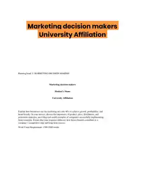 Marketing decision makers University Affiliation