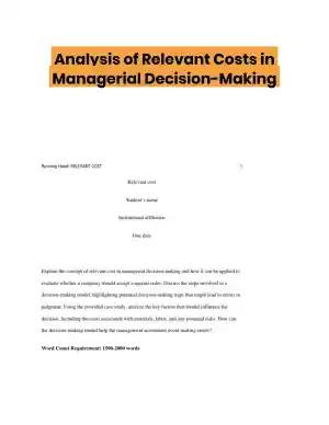 Analysis of Relevant Costs in Managerial Decision-Making