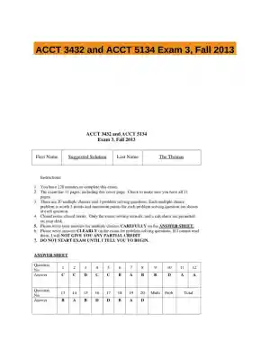 ACCT 3432 and ACCT 5134 Exam 3, Fall 2013