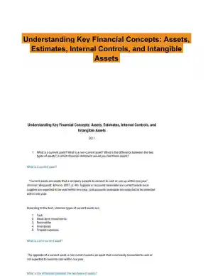 Understanding Key Financial Concepts: Assets, Estimates, Internal Controls, and Intangible Assets