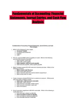 Fundamentals of Accounting: Financial Statements, Journal Entries, and Cash Flow Analysis